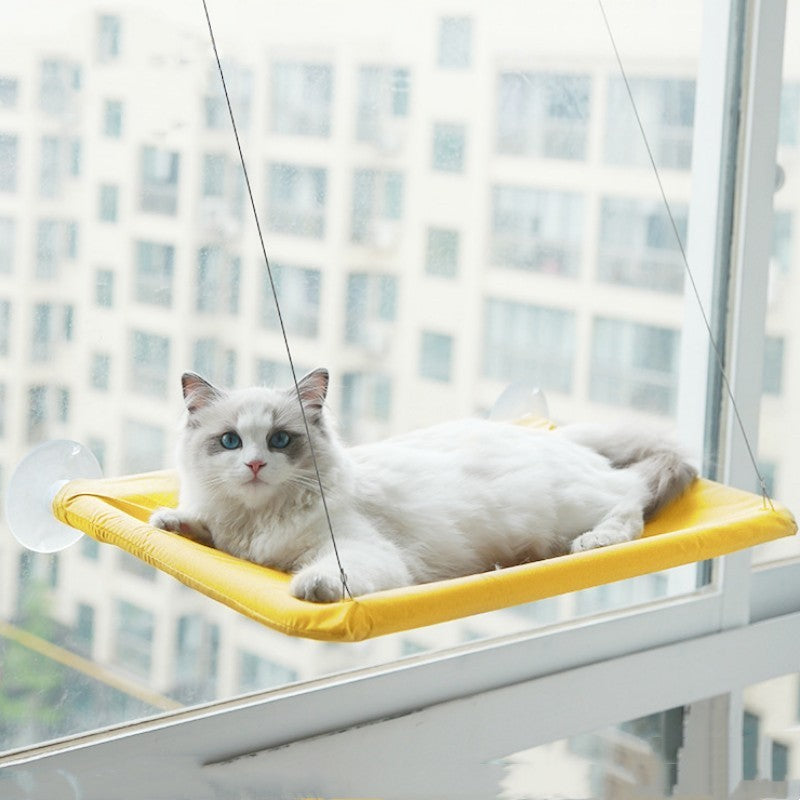Window-Mounted Cat Hammock for Relaxed, Bird-Watching Naps