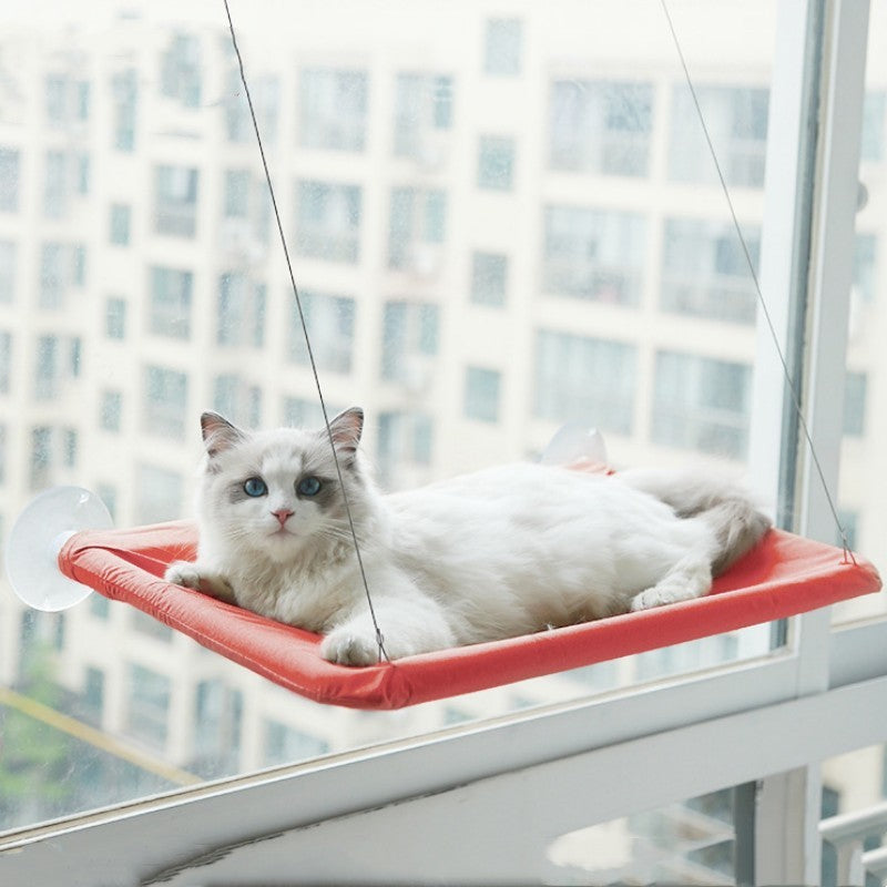 Window-Mounted Cat Hammock for Relaxed, Bird-Watching Naps